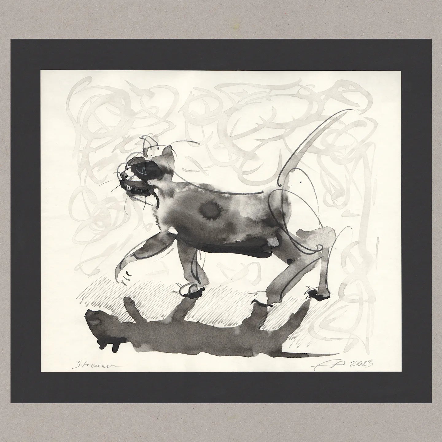 Streuner, Zeichnung (kaschiert), 26,5x31,6 cm