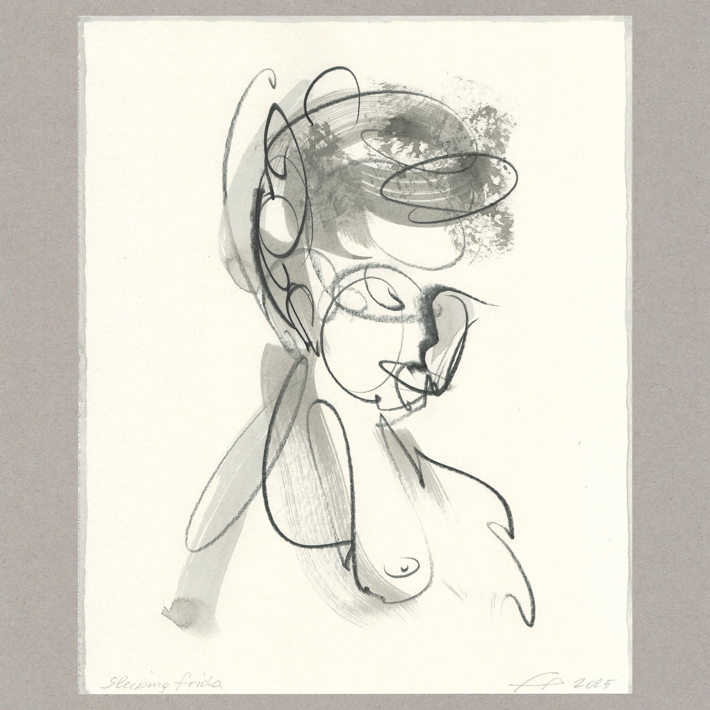 Sleeping Frida, Zeichnung, 29,5x24 cm