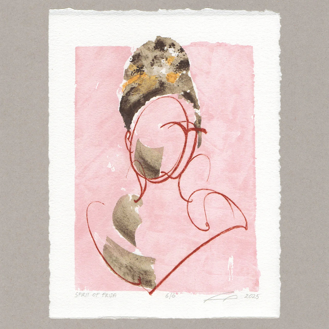 Spirit of Frida „rot“, Radierung, 20x15 cm, Limitierte Edition