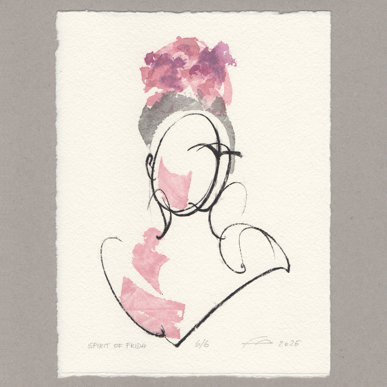 Spirit of Frida „weiss“, Radierung, 20x15 cm, Limitierte Edition