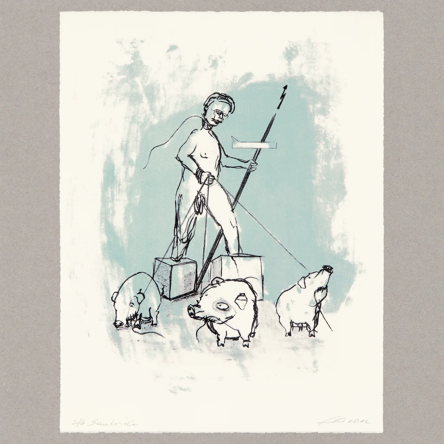 Sautrieb, Lithografie, 66x50,4 cm, Limitierte Edition