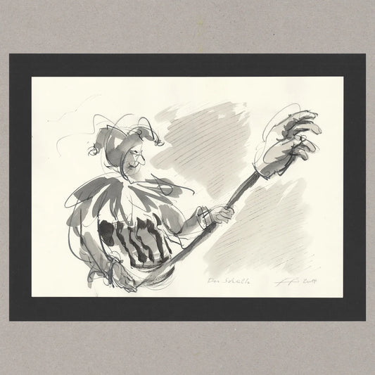Der Schalk, Zeichnung (kaschiert), 29,6x41,8 cm