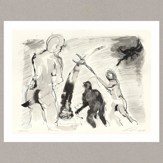 Horn, Zeichnung (kaschiert), 36x48 cm