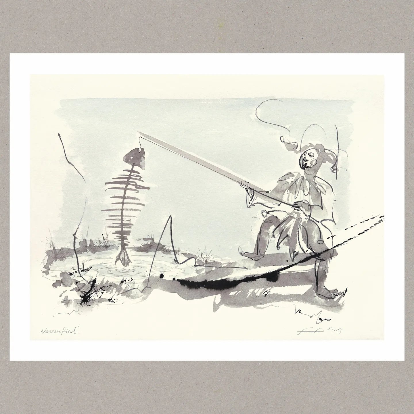 Narrenfisch, Zeichnung (kaschiert), 36x48 cm