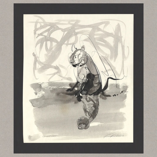 Ghost cat, Zeichnung (kaschiert), 31,7x27,1 cm