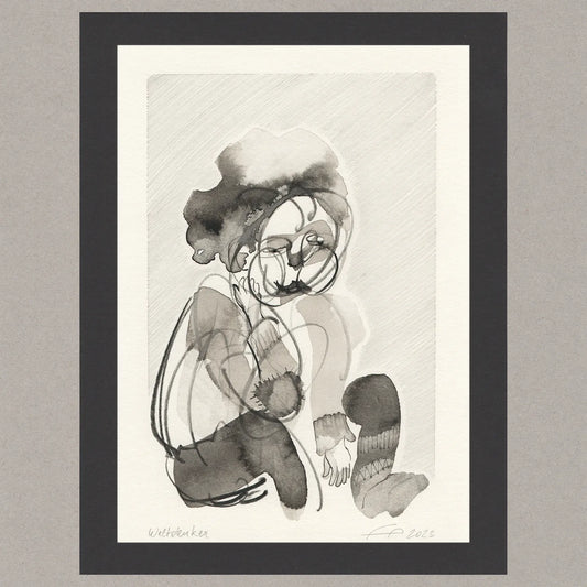 Weltdenker, Zeichnung (kaschiert), 21x14,8 cm