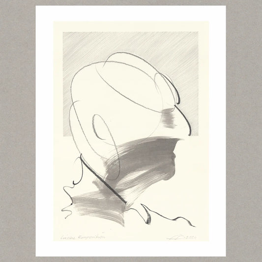 Lineare Komposition (Portrait Anton Bruckner), Zeichnung (kaschiert), 41,8x29,6 cm