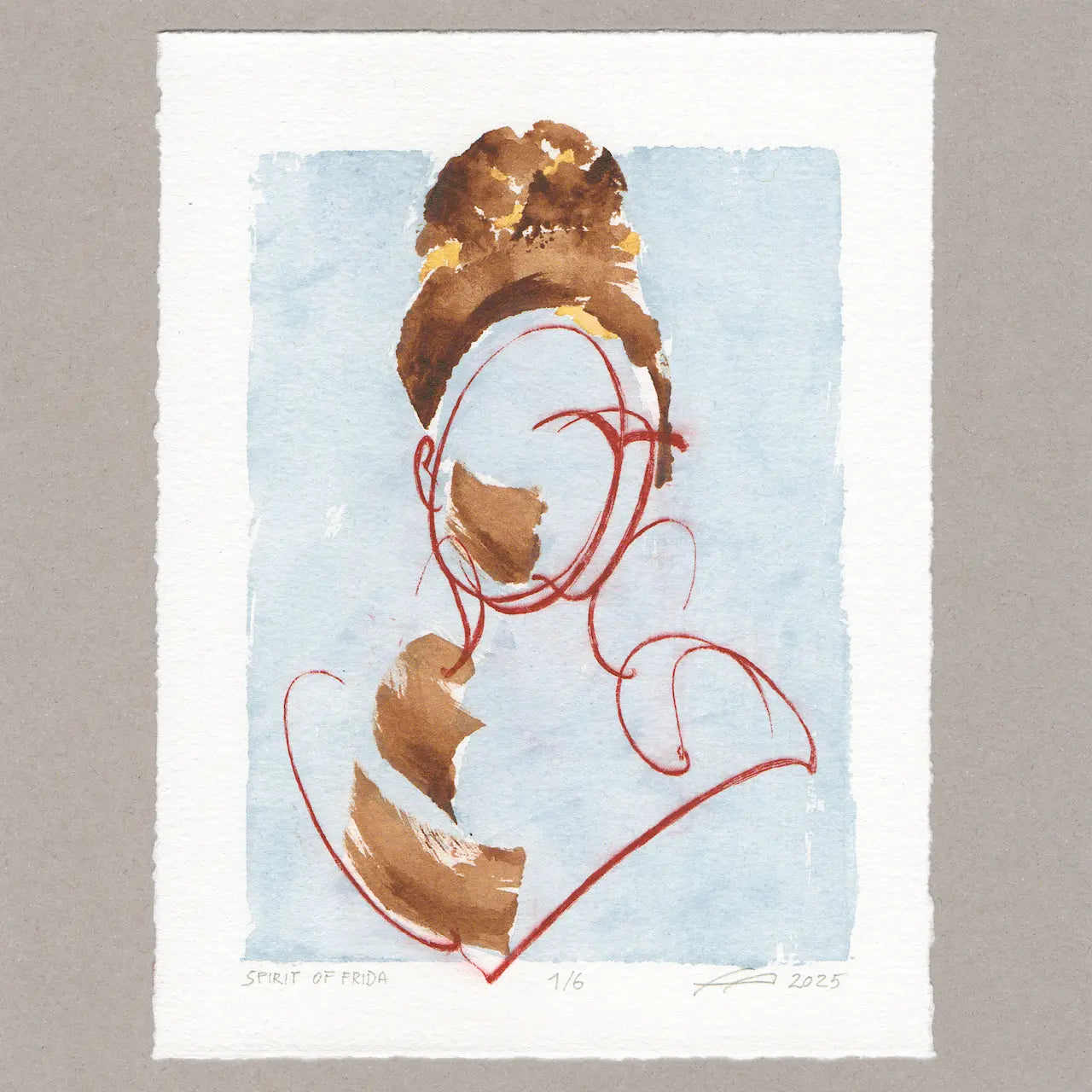 Spirit of Frida „blau“, Radierung, 20x15 cm, Limitierte Edition