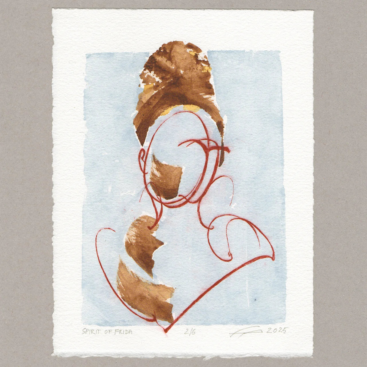 Spirit of Frida „blau“, Radierung, 20x15 cm, Limitierte Edition