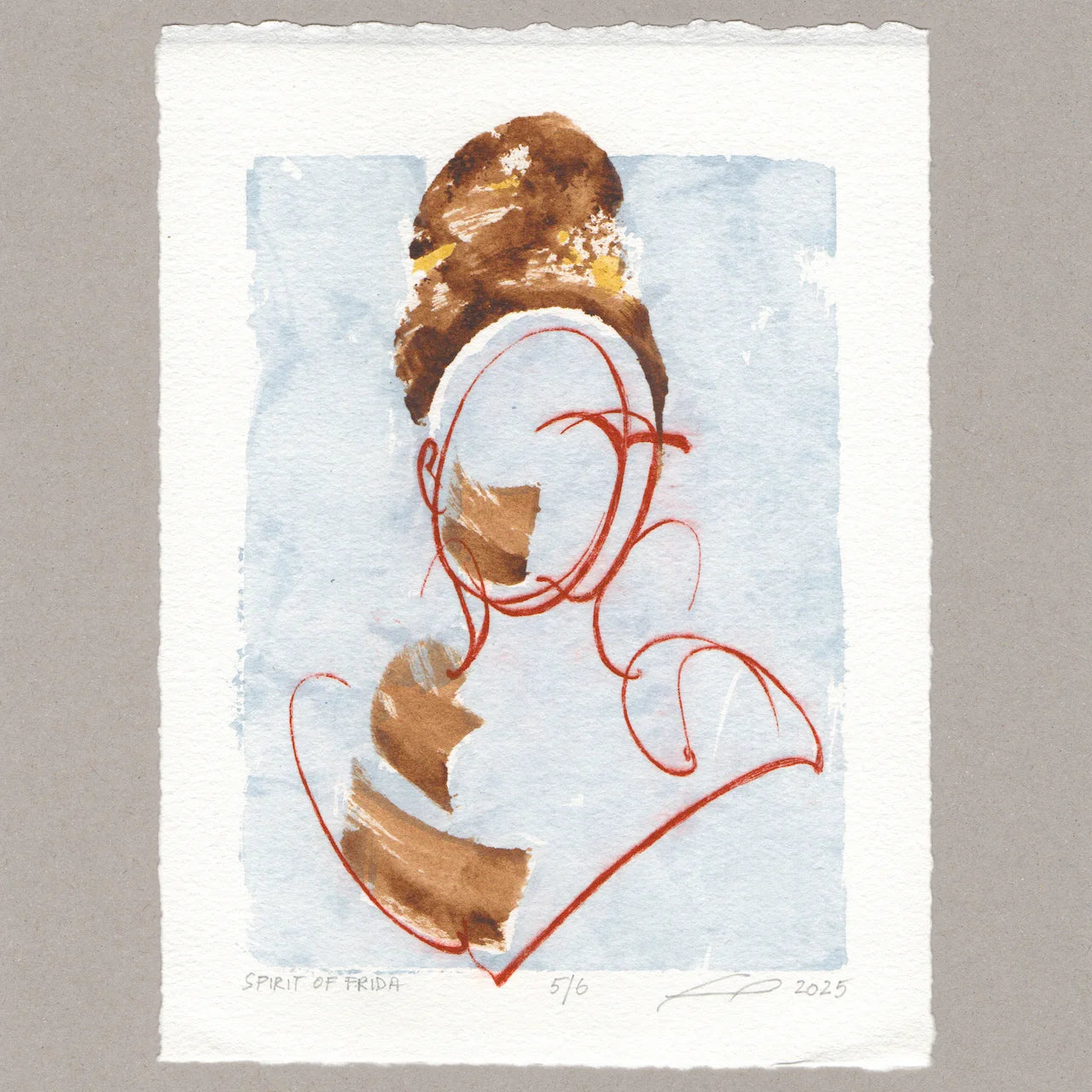Spirit of Frida „blau“, Radierung, 20x15 cm, Limitierte Edition