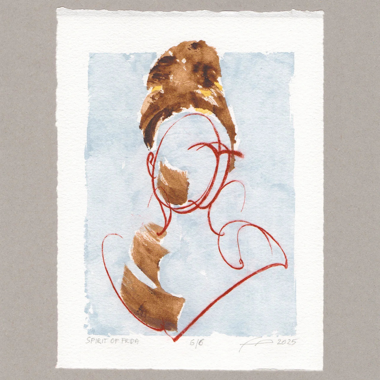 Spirit of Frida „blau“, Radierung, 20x15 cm, Limitierte Edition