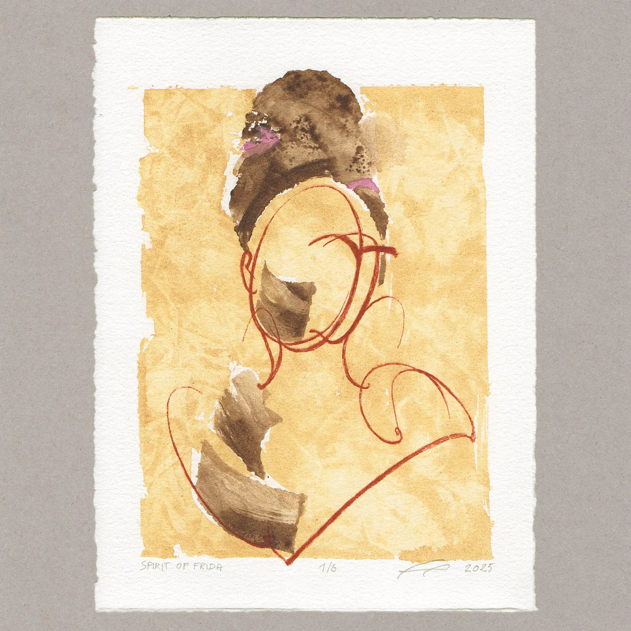 Spirit of Frida „gelb“, Radierung, 20x15 cm, Limitierte Edition