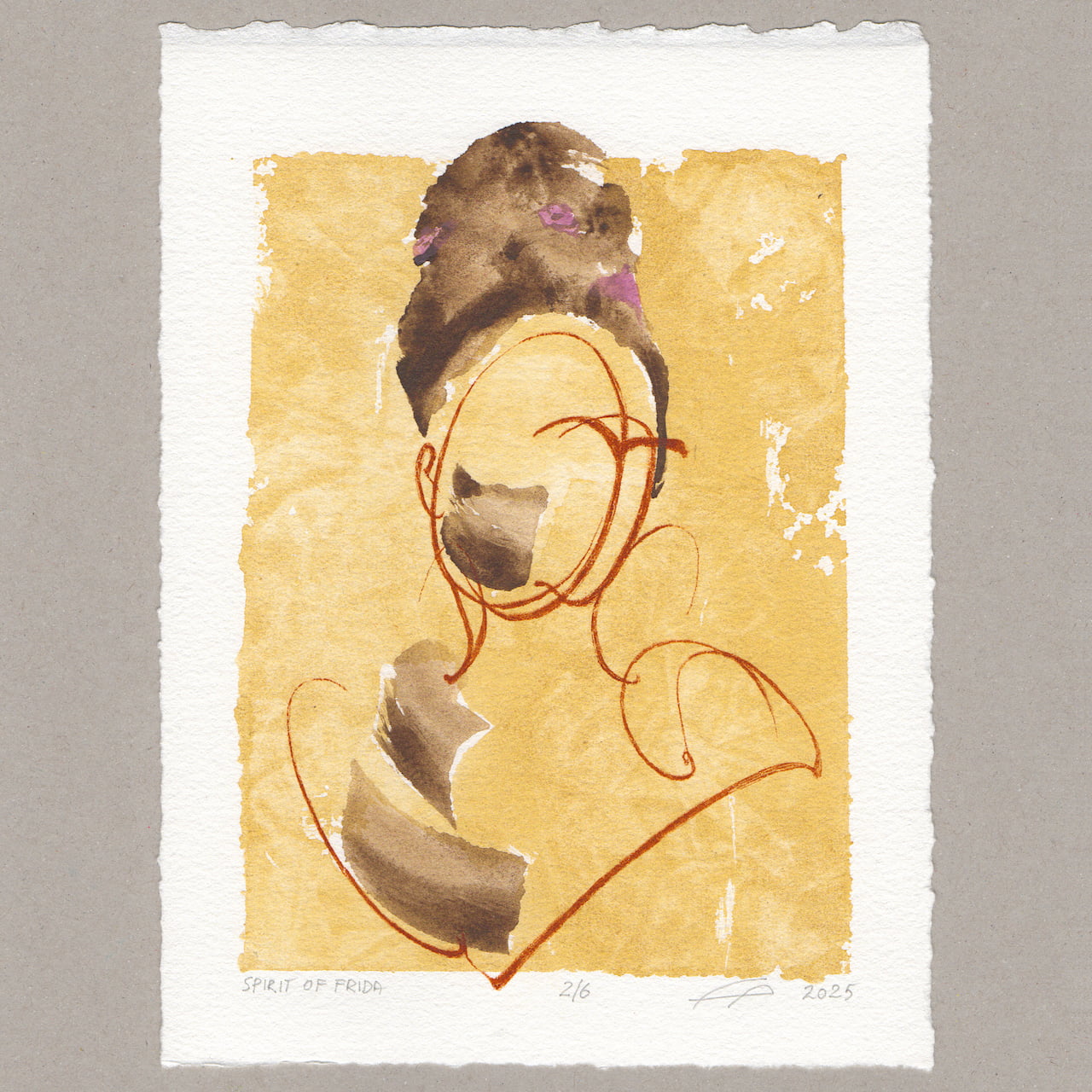 Spirit of Frida „gelb“, Radierung, 20x15 cm, Limitierte Edition