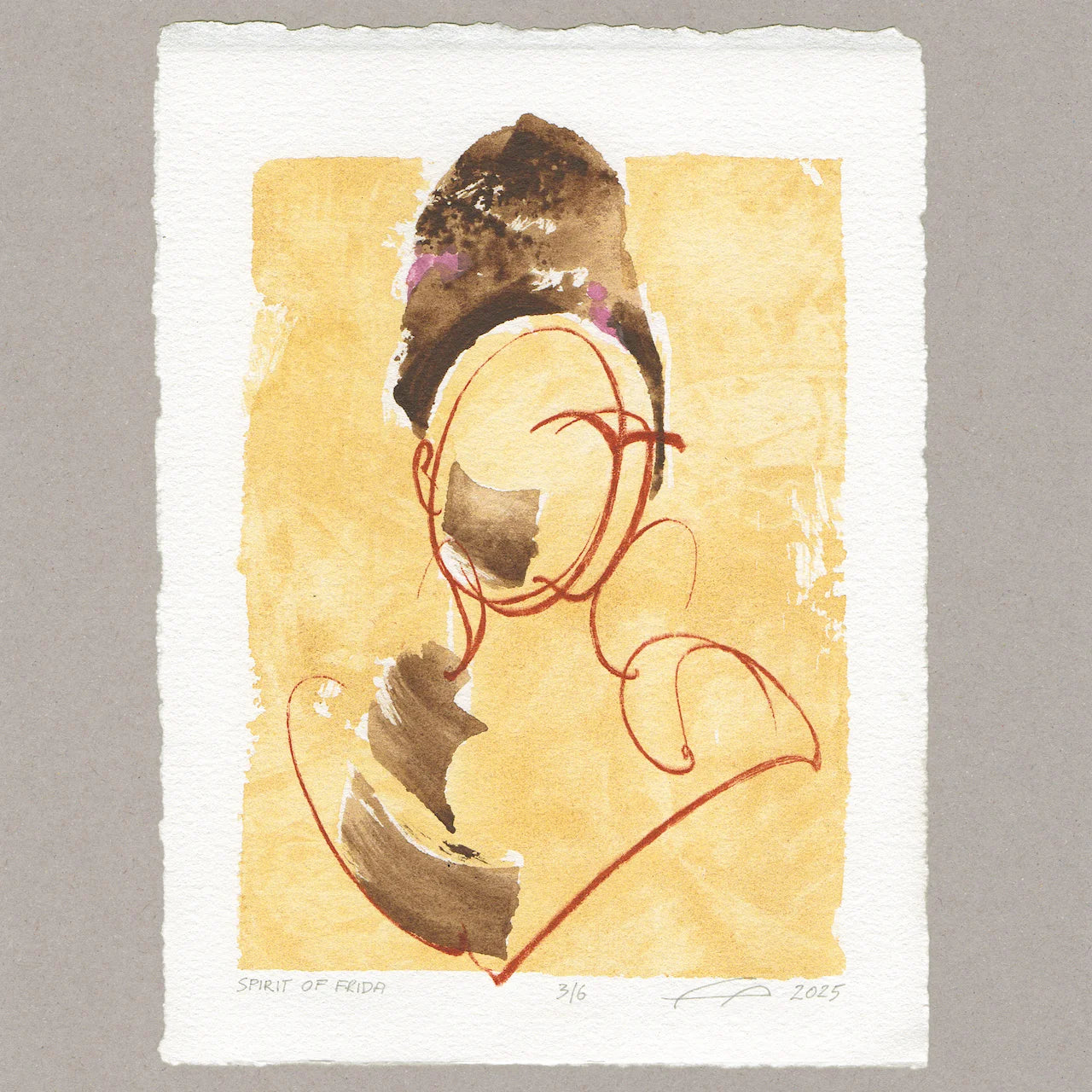 Spirit of Frida „gelb“, Radierung, 20x15 cm, Limitierte Edition
