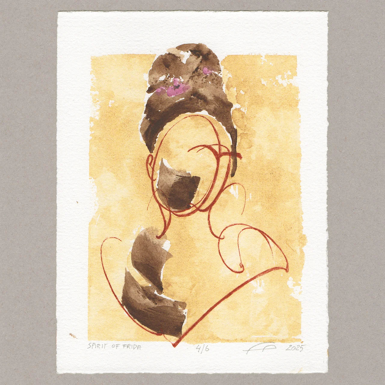 Spirit of Frida „gelb“, Radierung, 20x15 cm, Limitierte Edition