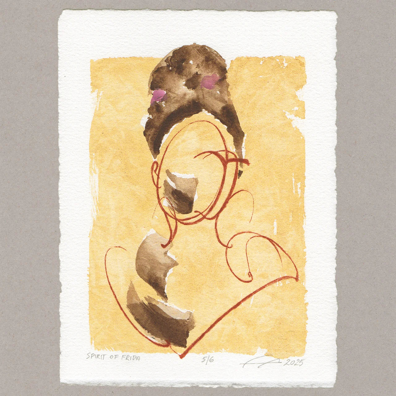 Spirit of Frida „gelb“, Radierung, 20x15 cm, Limitierte Edition