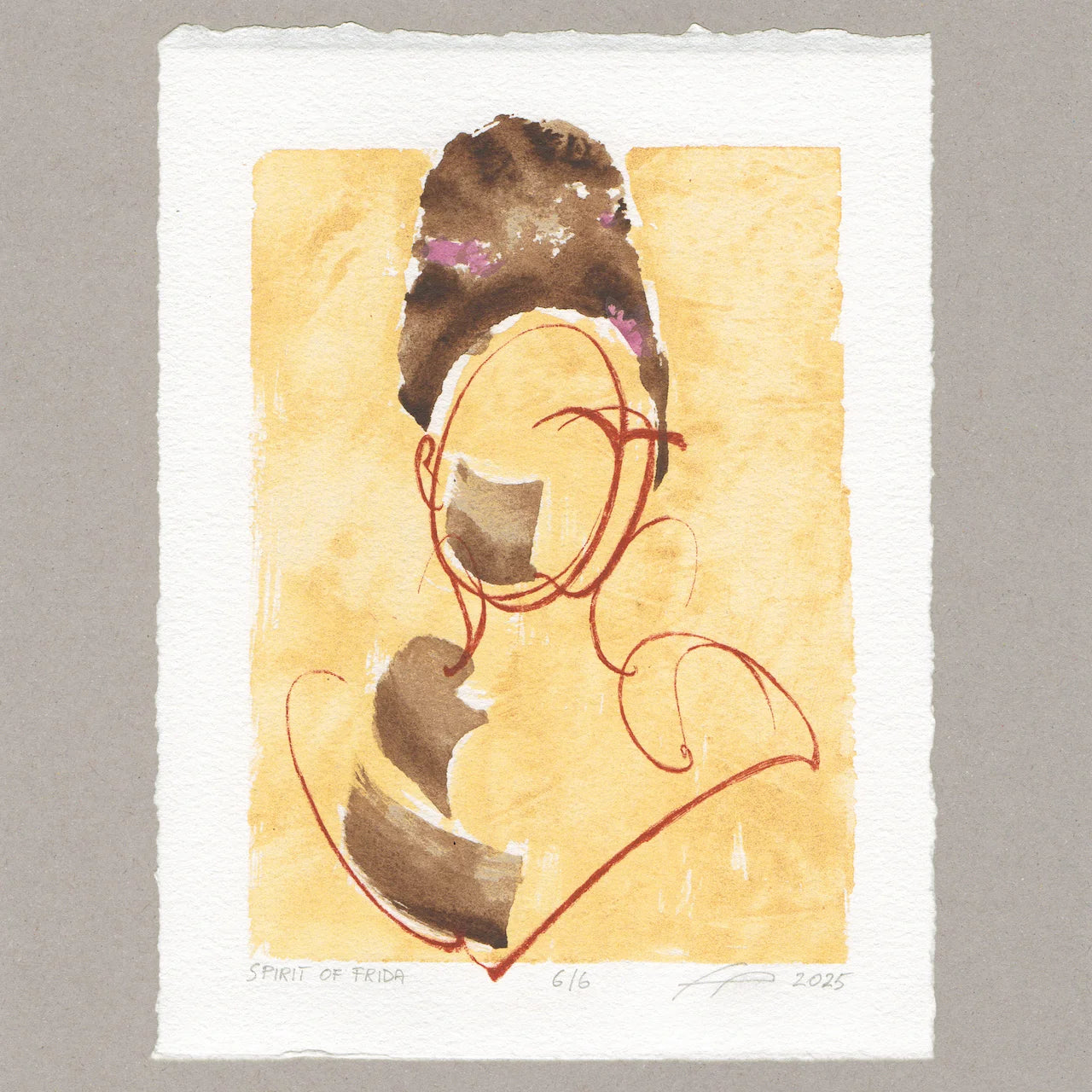 Spirit of Frida „gelb“, Radierung, 20x15 cm, Limitierte Edition