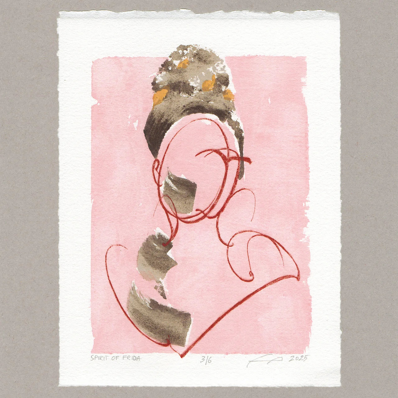 Spirit of Frida „rot“, Radierung, 20x15 cm, Limitierte Edition