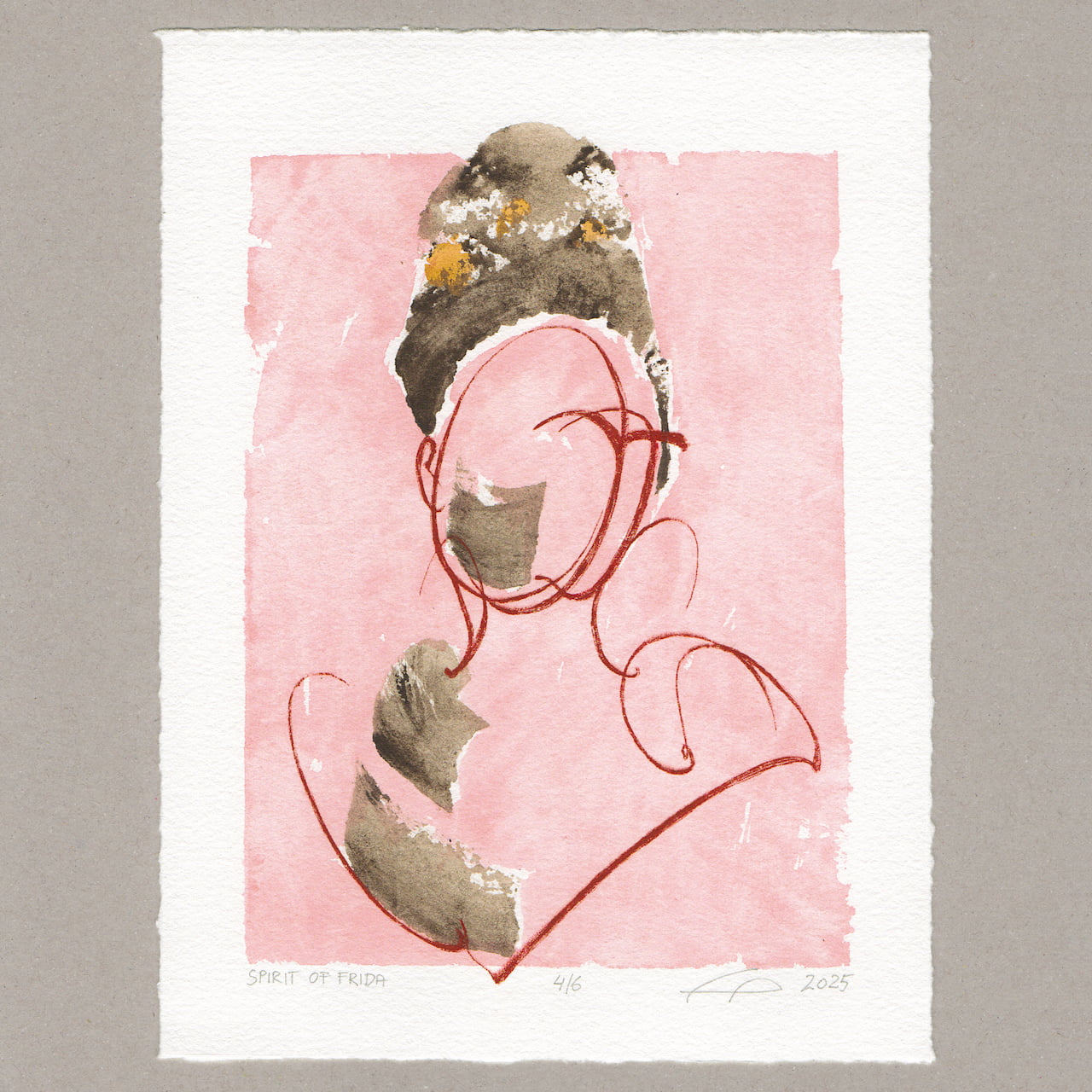 Spirit of Frida „rot“, Radierung, 20x15 cm, Limitierte Edition
