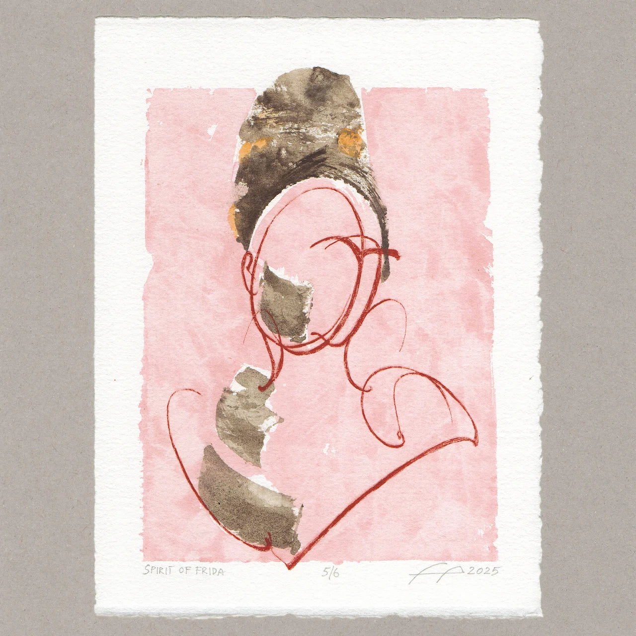 Spirit of Frida „rot“, Radierung, 20x15 cm, Limitierte Edition